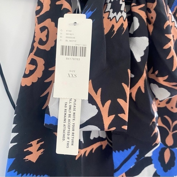 By Anthropologie Silk Halter Blue Motif Midi Dress - Picture 6 of 7